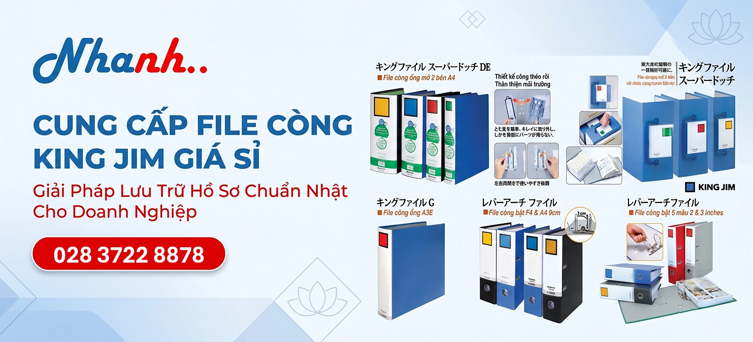 Cung Cấp File Còng King Jim Chính Hãng Giá Sỉ Cho Doanh Nghiệp: Giải Pháp Lưu Trữ Hồ Sơ B2B Tiêu Chuẩn Nhật Bản